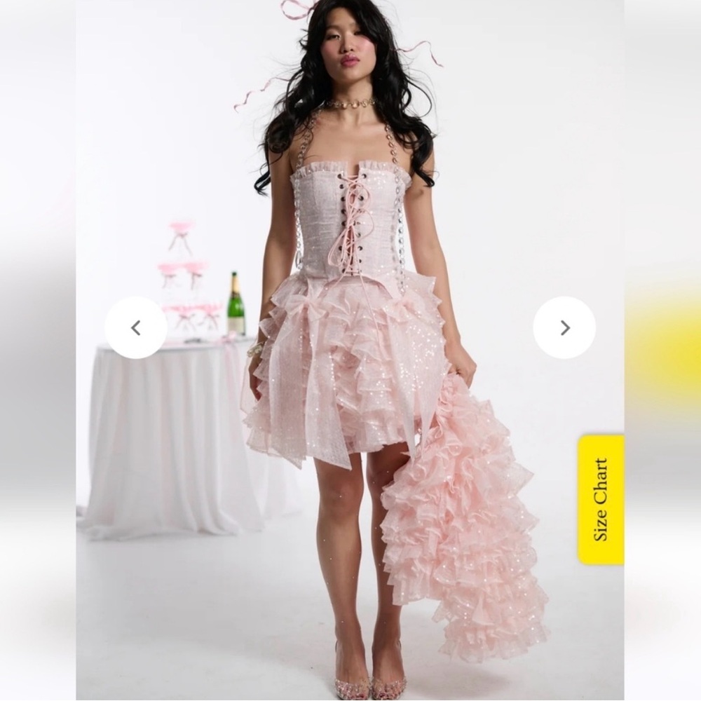 Selkie Petit Chou Sparkling Tutu Skirt Baby Pink Ruffled Tulle Sequins Sold Out! - Picture 2 of 5